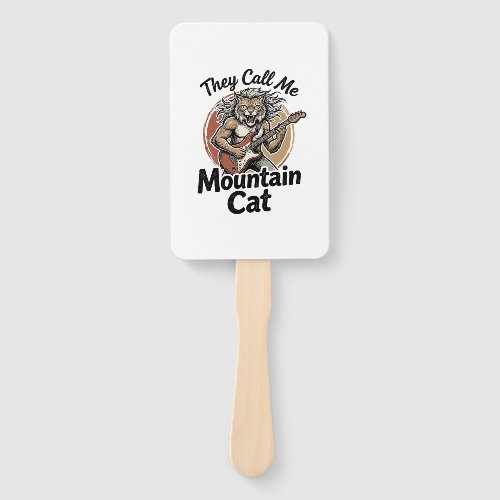 Mountain Cat Vintage Engraving Rock Graphic Tee_1 Hand Fan