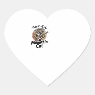 Mountain Cat Vintage Engraving Rock Graphic Tee_1 Heart Sticker