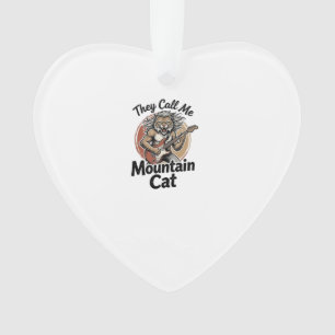 Mountain Cat Vintage Engraving Rock Graphic Tee_1 Ornament