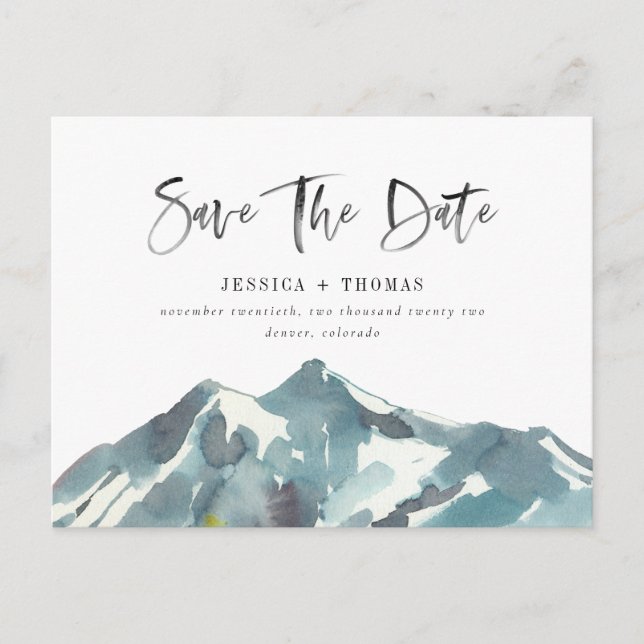 Mountain Celebration Save The Date Postcard (Front)