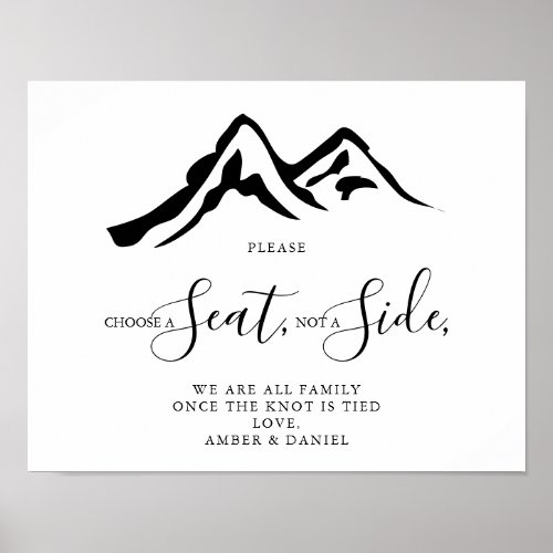 Mountain Choose a Seat Not a Side Wedding  Poster