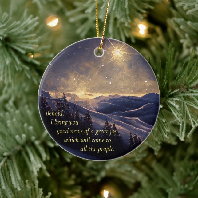 Mountain Christmas Star Ceramic Ornament (Tree)