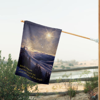 Mountain Christmas Star House Flag