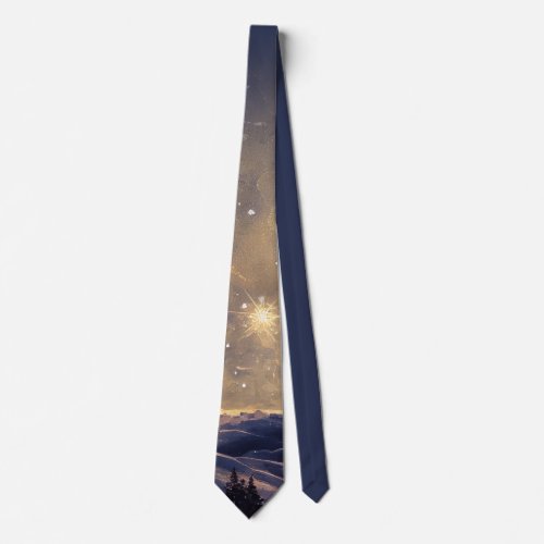 Mountain Christmas Star Neck Tie