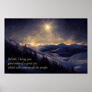 Mountain Christmas Star Poster