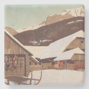 Mountain Christmas Stone Coaster