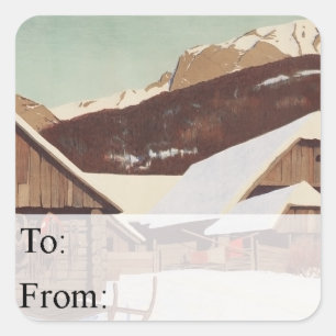 Mountain Christmas Vintage Gift Tag