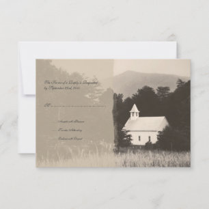 Mountain Church Vintage Wedding Invitation RSVP