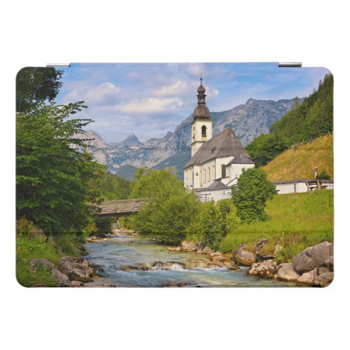Mountain church with stream landscape iPad pro cover