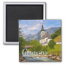 Mountain church with stream landscape magnet