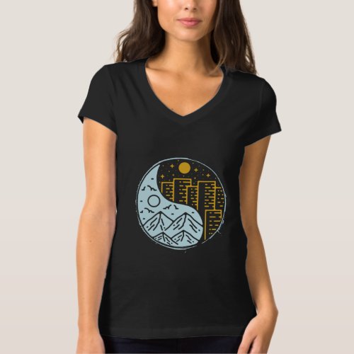 Mountain City Yin Yang Harmony Sun Moon Nature Urb T_Shirt