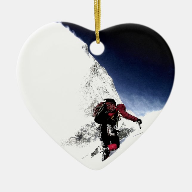 Mountain Climber Extreme Sports Ceramic Ornament (Front)