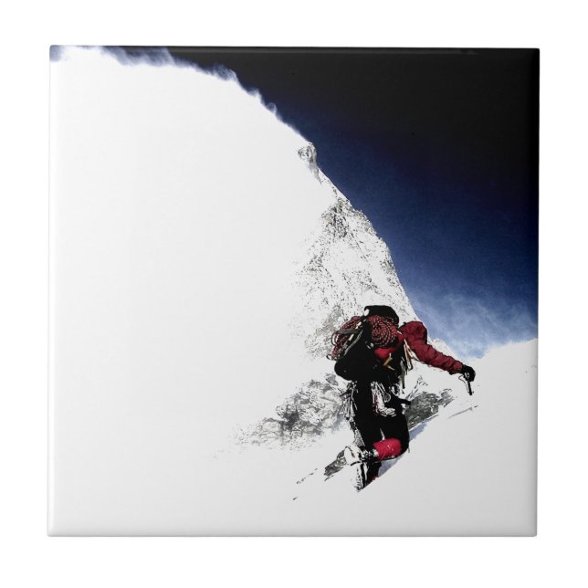 Mountain Climber Extreme Sports Motivational Ceramic Tile (Front)