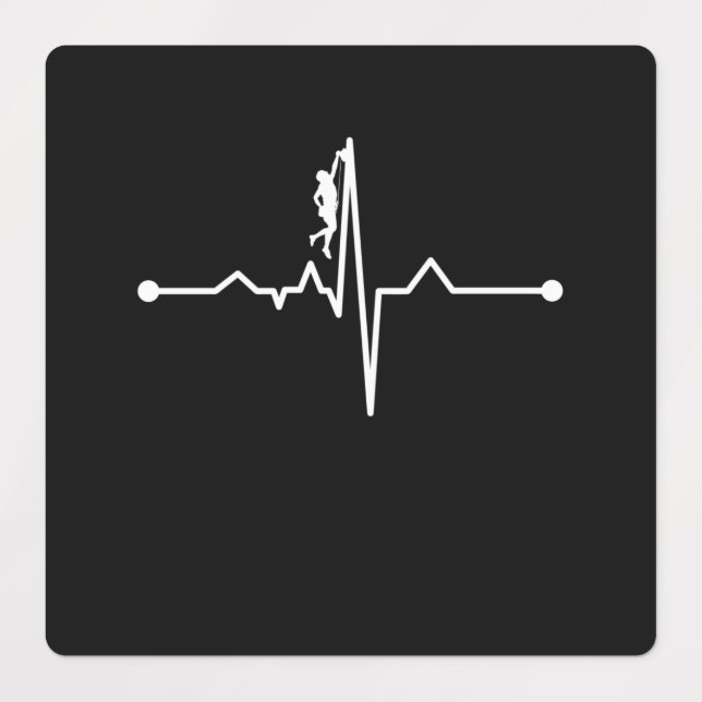 Mountain Climber Heartbeat Rock Climbing Lover Gra Labels (Design 1)