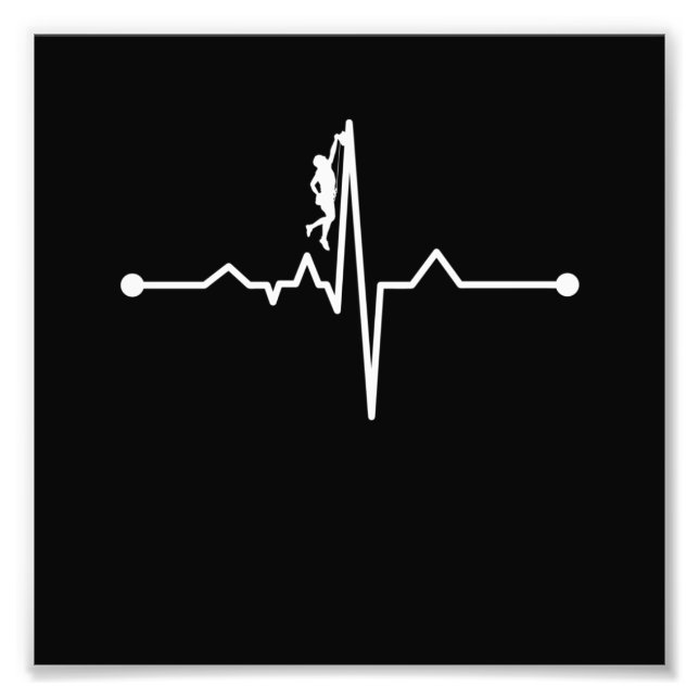 Mountain Climber Heartbeat Rock Climbing Lover Gra Photo Print (Front)