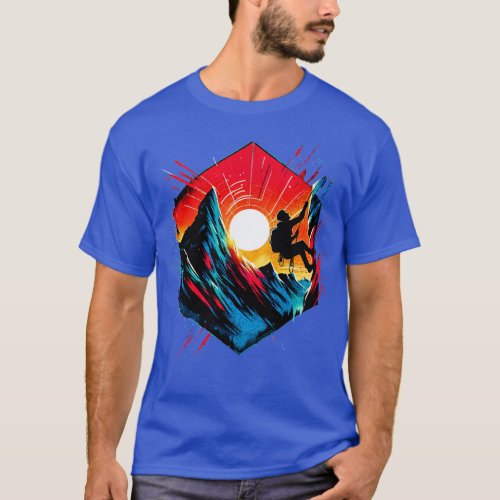 Mountain Climber Hexagon Design T_Shirt