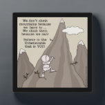 Mountain Climber Plaque<br><div class="desc">Little Boy climbs up the side of a mountain that is reaching up to the clouds, not because he has to but because HE CAN! Using the quote of ©Little Boy, Big Dreams, LLC and David A. Carrizales and artwork of © Christie Black of Creations from the Heart this image...</div>