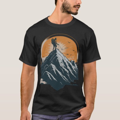 mountain climber reaching the summit symbolizing  T_Shirt