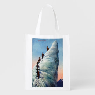 Mountain Climbers Attempting to Ascend a Serac Reusable Grocery Bag