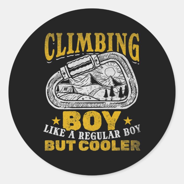 Mountain Climbing Boy Climber Boy Climbing Boulder Classic Round Sticker (Front)