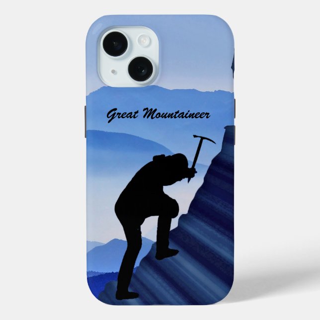 Mountain Climbing Climber Silhouette and Mtns Case-Mate iPhone Case (Back)