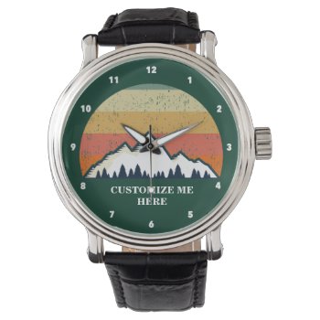 Mountain Climbing Cool Vintage Sunset Monogram Watch by epicdesigns at Zazzle