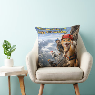 Mountain climbing custom happy 18th birthday throu throw pillow