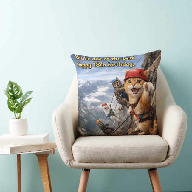 Mountain climbing custom happy 18th birthday throu throw pillow (Chair)