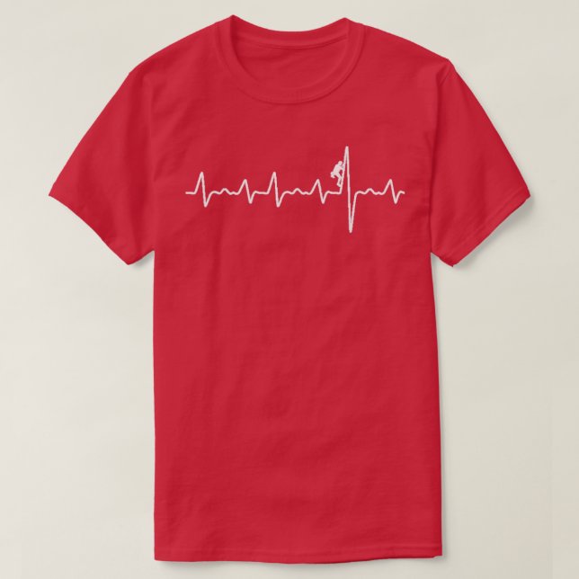 Mountain Climbing Rock Climbing Heartbeat  T-Shirt (Design Front)