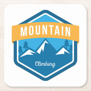 Mountain Climbing Square Paper Coaster