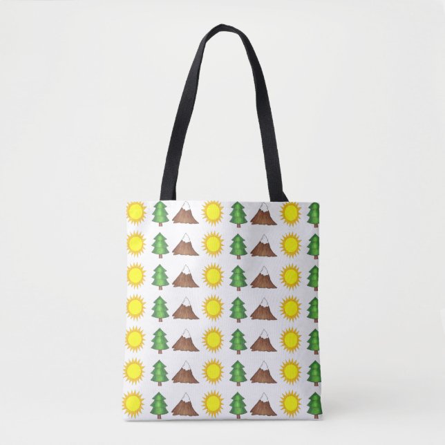 Mountain Climbing Sun Mountains Trees Camp Tote Bag (Front)