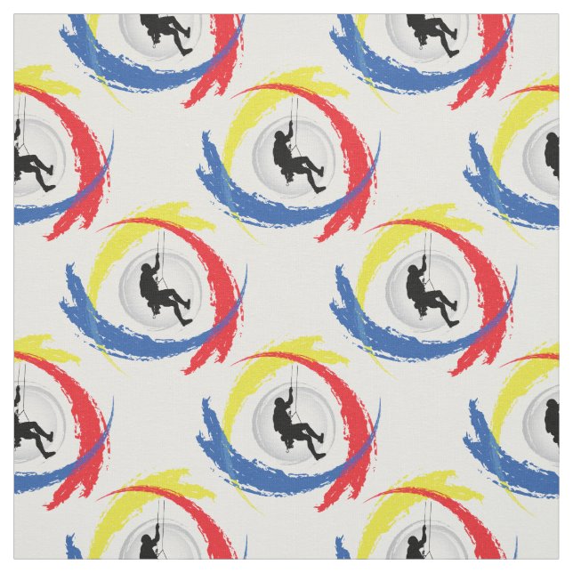 Mountain Climbing Tricolor Emblem Fabric (Swatch)