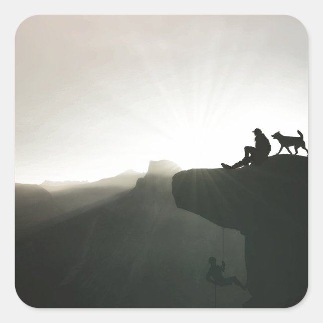 Mountain climbing Yosemite motivation and humor Square Sticker (Front)