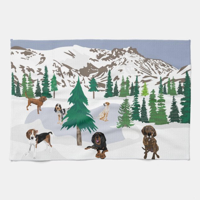 Mountain Coonhounds Kitchen Towel (Horizontal)