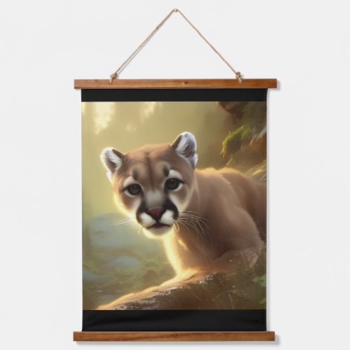 Mountain Cougar Wildlife Portrait   Hanging Tapestry