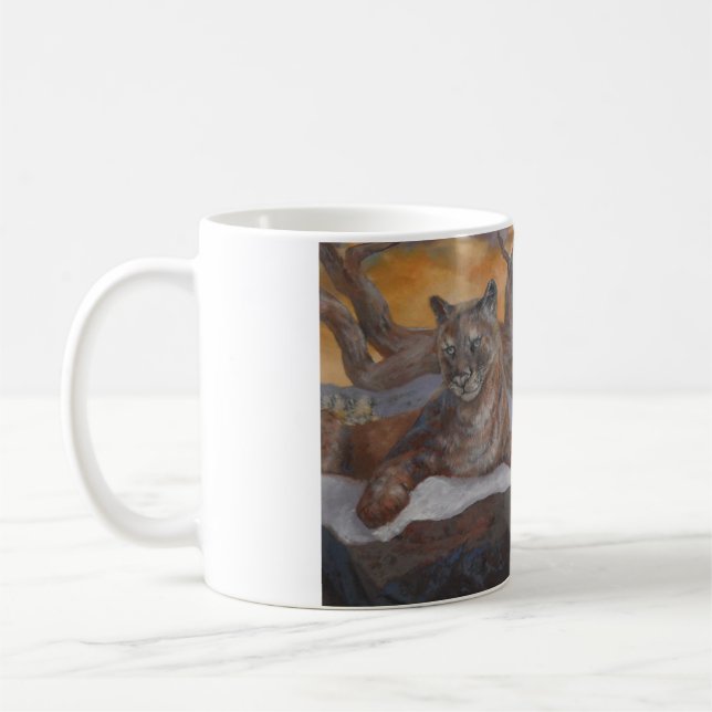 Mountain Cougar Winter Scene Coffee Cup  (Left)