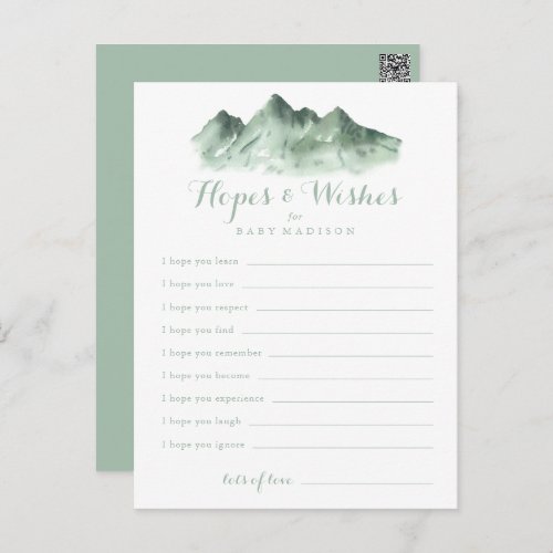 Mountain Country Baby Shower Hopes  Wishes Card