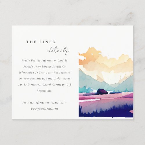 Mountain Country Field Landscape Wedding Details Enclosure Card