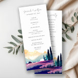 Mountain Country Field Landscape Wedding Program<br><div class="desc">Mountain Country Lilac Fields Landscape Theme Collection.- it's an elegant script watercolor Illustration of colorful mountain Landscape,  perfect for your summer spring country wedding & parties. It’s very easy to customize,  with your personal details. If you need any other matching product or customization,  kindly message via Zazzle.</div>