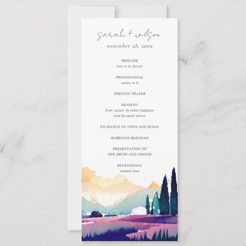 Mountain Country Field Landscape Wedding Program