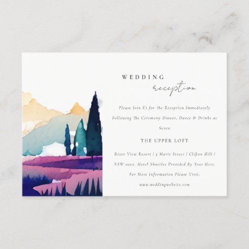 Mountain Country Field Landscape Wedding Reception Enclosure Card