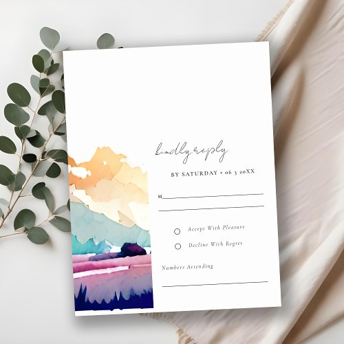 Mountain Country Lilac Field Landscape Wedding RSVP Card