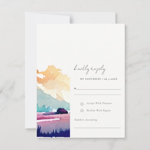 Mountain Country Lilac Field Landscape Wedding RSVP Card