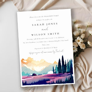 Mountain Country Lilac Fields Landscape Engagement Invitation