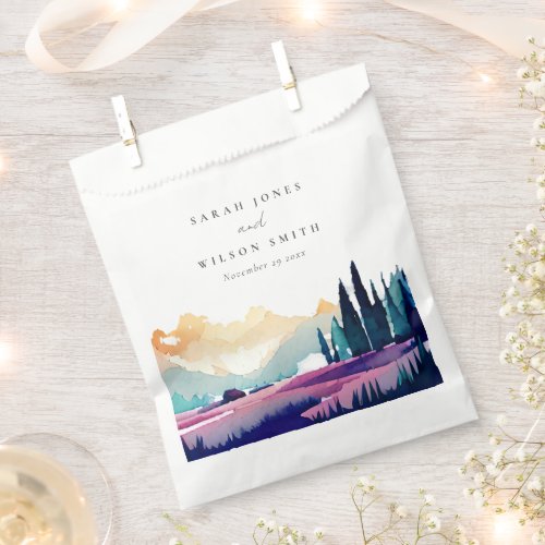 Mountain Country Lilac Fields Landscape Wedding Favor Bag