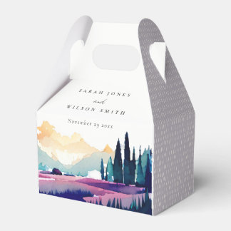 Mountain Country Lilac Fields Landscape Wedding Favor Boxes