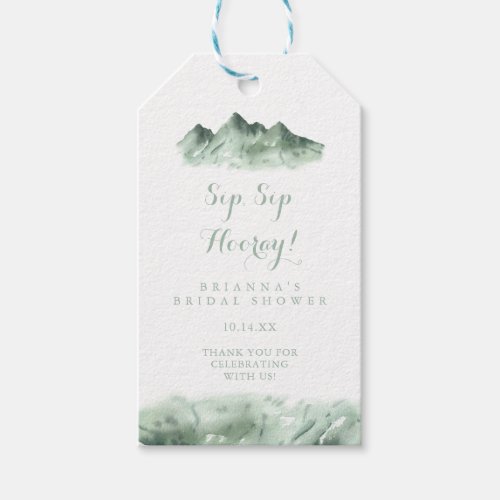 Mountain Country Sip Sip Hooray Bridal Shower  Gift Tags