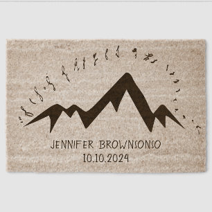 Mountain Custom Family Name Fiber Doormat