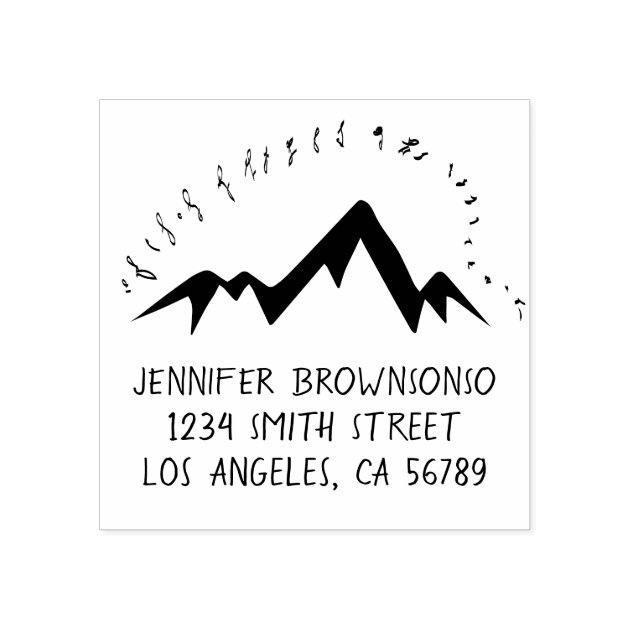Mountain Custom Family Name Rubber Stamp
