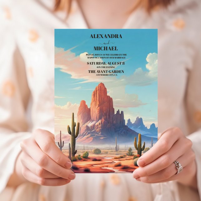 Mountain Desert and Cactus Wedding Invitation (Creator Uploaded)